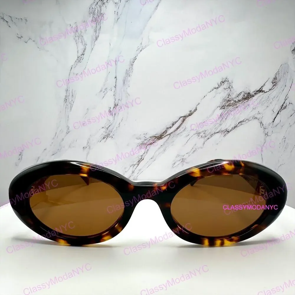 New MIU MIU Sunglasses Brown Tortoise Oval Womens Reverie